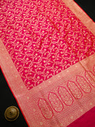 Pink Orange Jaal Katan Silk Uppada Handloom Banarasi Saree - Sacred Weaves