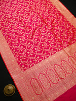 Pink Orange Jaal Katan Silk Uppada Handloom Banarasi Saree - Sacred Weaves