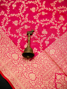 Pink Orange Jaal Katan Silk Uppada Handloom Banarasi Saree - Sacred Weaves