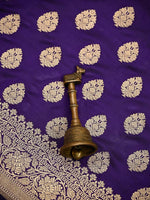 Voilet Booti Katan Silk Uppada Handloom Banarasi Saree - Sacred Weaves