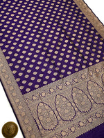 Voilet Booti Katan Silk Uppada Handloom Banarasi Saree - Sacred Weaves
