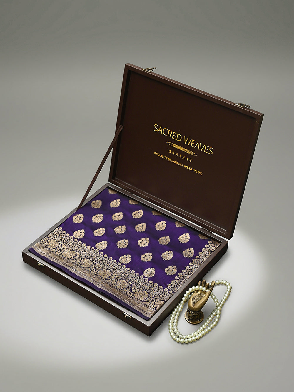 Voilet Booti Katan Silk Uppada Handloom Banarasi Saree - Sacred Weaves