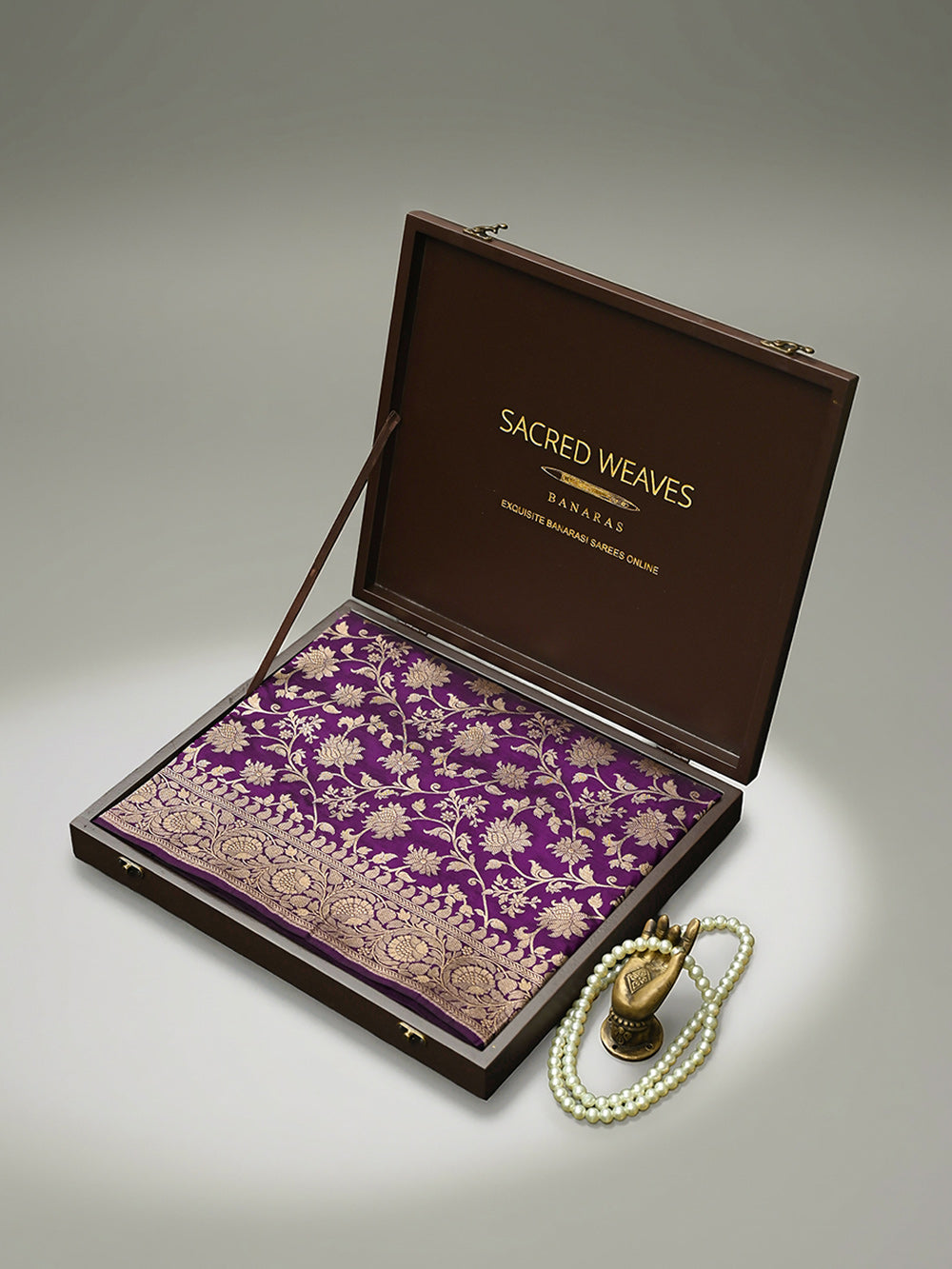 Purple Jaal Katan Silk Uppada Handloom Banarasi Saree - Sacred Weaves