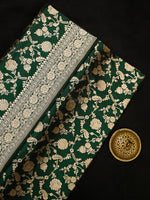 Bottle Green Jaal Katan Silk Uppada Handloom Banarasi Saree - Sacred Weaves