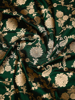 Bottle Green Jaal Katan Silk Uppada Handloom Banarasi Saree - Sacred Weaves