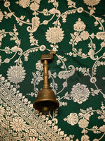 Bottle Green Jaal Katan Silk Uppada Handloom Banarasi Saree - Sacred Weaves