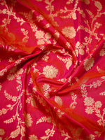 Pink Orange Jaal Katan Silk Uppada Handloom Banarasi Saree - Sacred Weaves