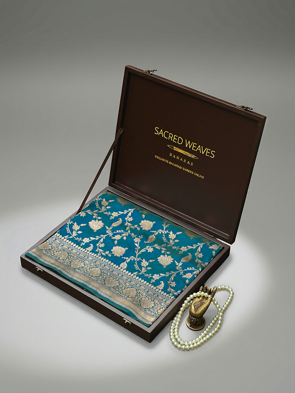 Green Blue Jaal Katan Silk Uppada Handloom Banarasi Saree - Sacred Weaves