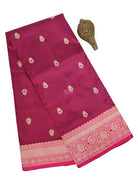 Dark Magenta Meenakari Booti Katan Silk Handloom Banarasi Saree - Sacred Weaves