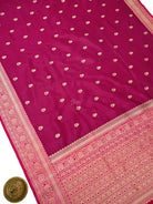 Dark Magenta Meenakari Booti Katan Silk Handloom Banarasi Saree - Sacred Weaves