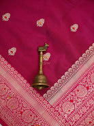Dark Magenta Meenakari Booti Katan Silk Handloom Banarasi Saree - Sacred Weaves