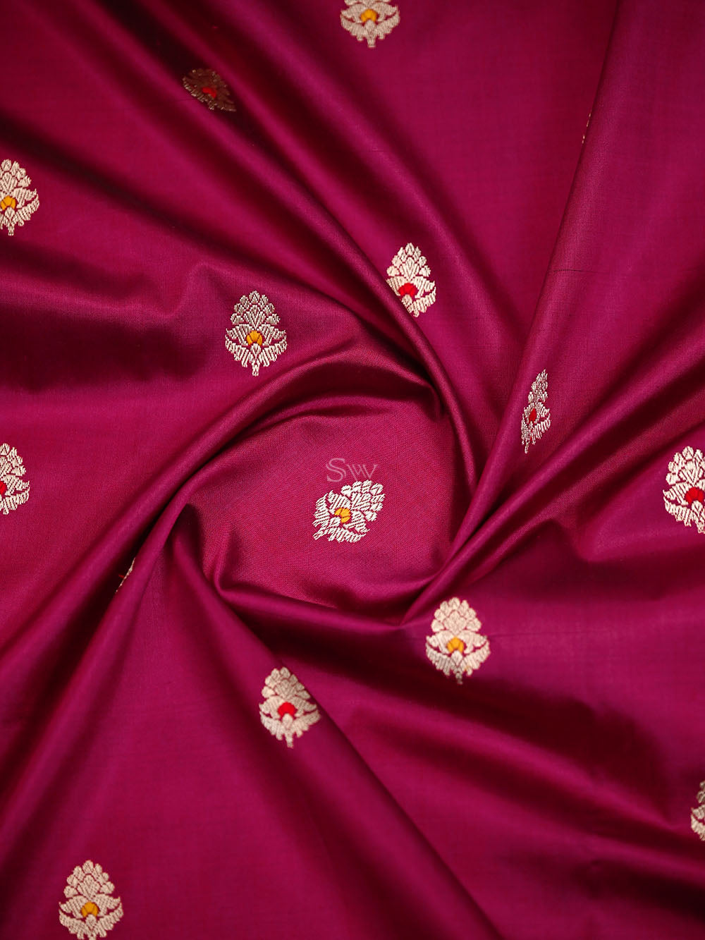 Dark Magenta Meenakari Booti Katan Silk Handloom Banarasi Saree - Sacred Weaves