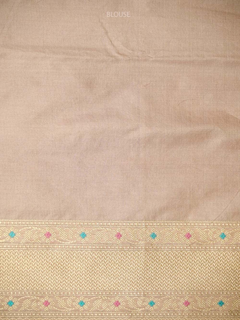 Beige Meenakari Brocade Handloom Banarasi Saree