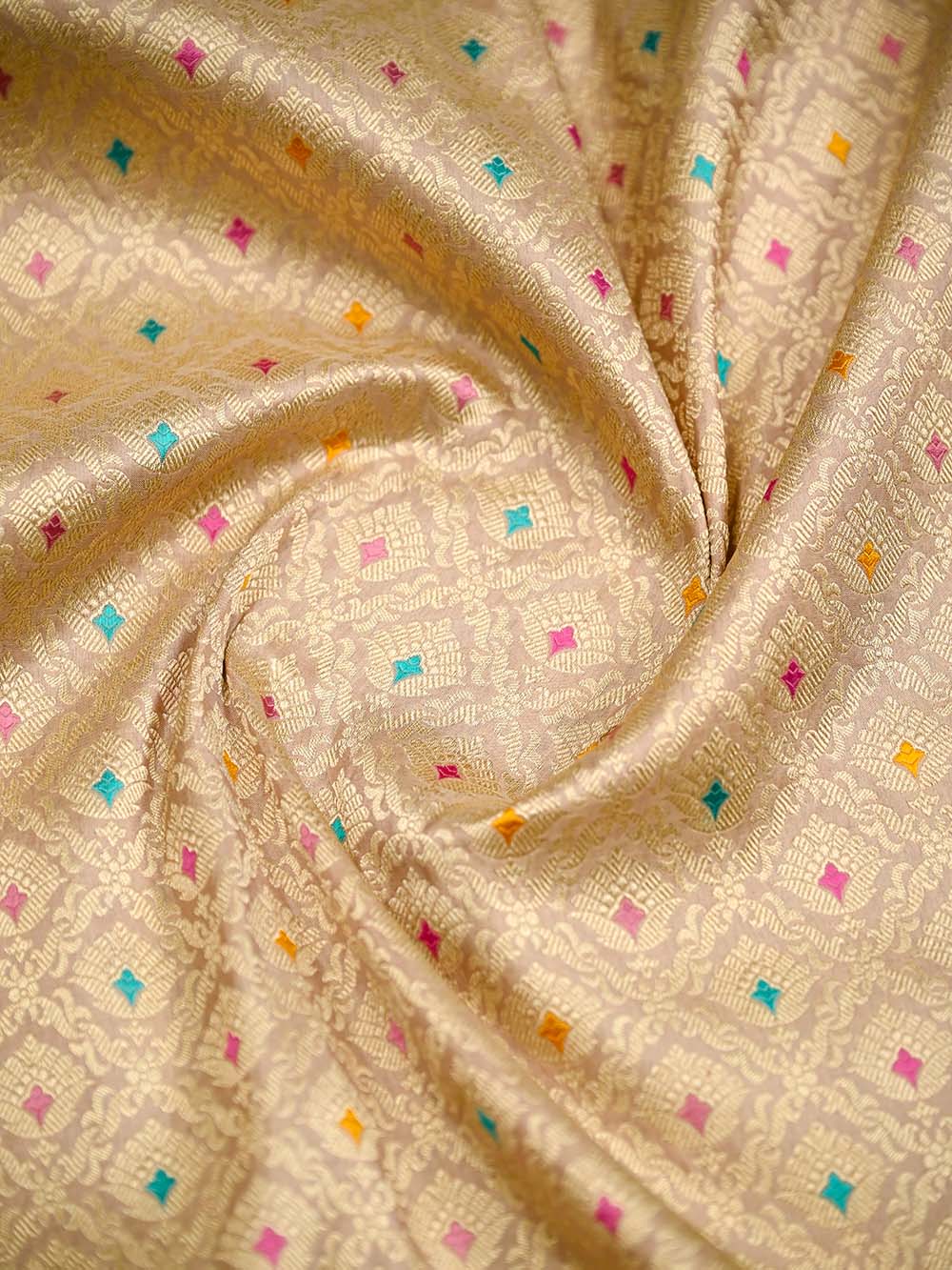 Beige Meenakari Brocade Handloom Banarasi Saree