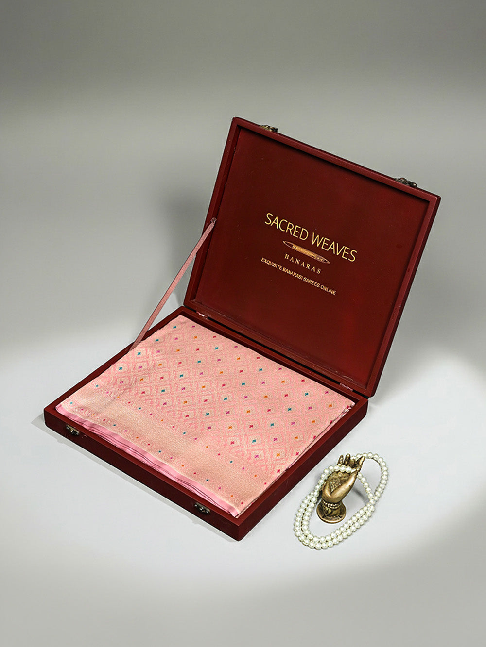 Pastel Pink Meenakari Brocade Handloom Banarasi Saree - Sacred Weaves