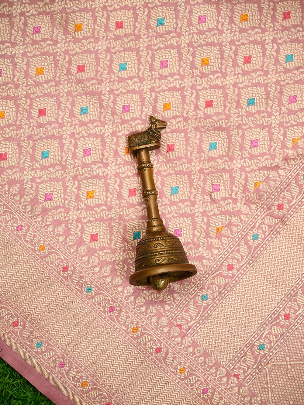 Pastel Pink Meenakari Brocade Handloom Banarasi Saree - Sacred Weaves