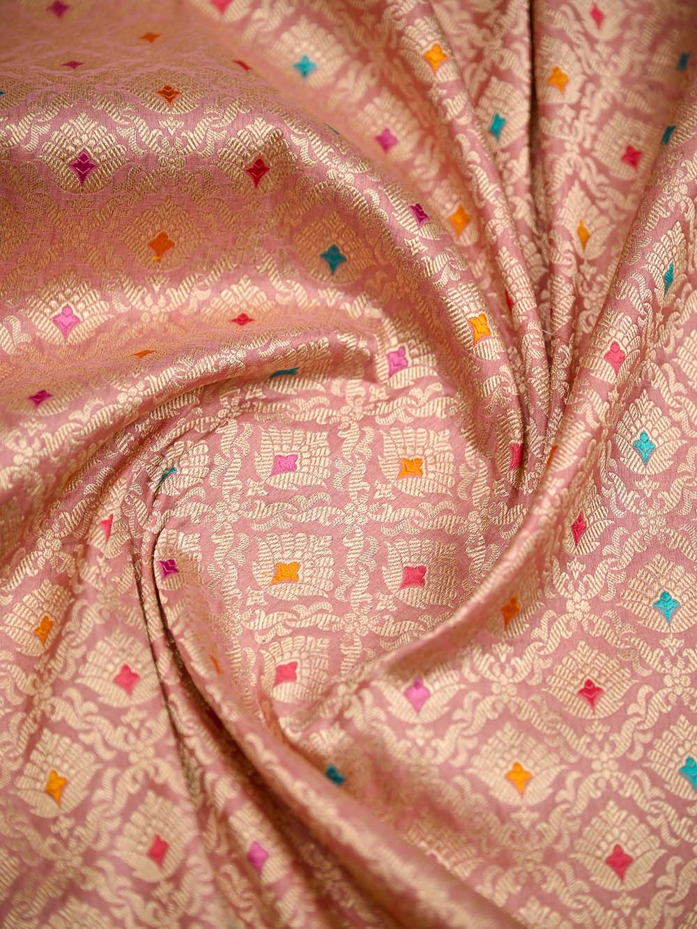 Pastel Pink Meenakari Brocade Handloom Banarasi Saree - Sacred Weaves