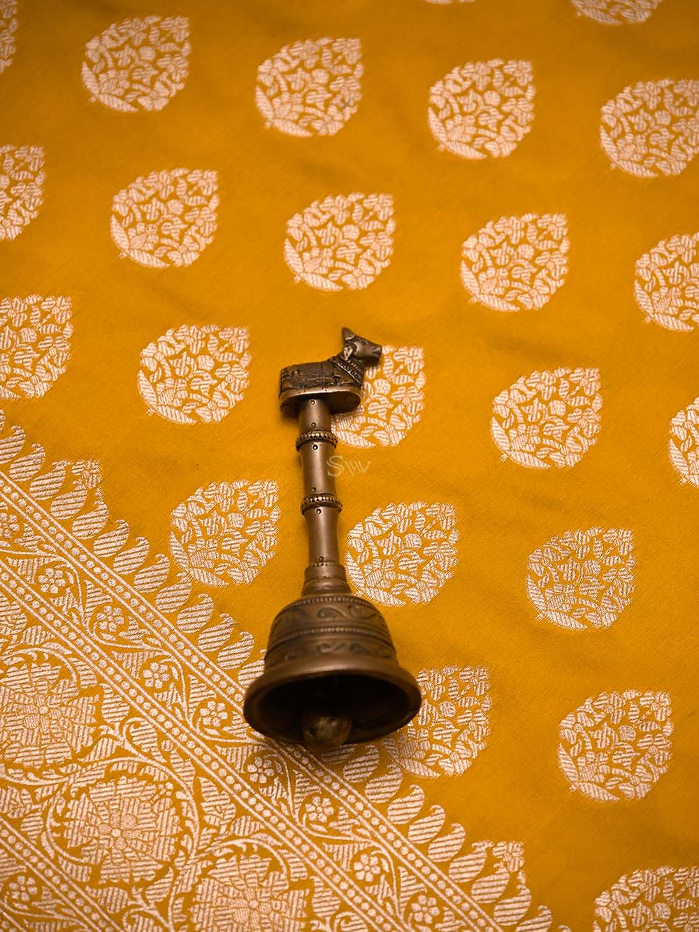 Yellow Booti Katan Silk Uppada Handloom Banarasi Saree - Sacred Weaves