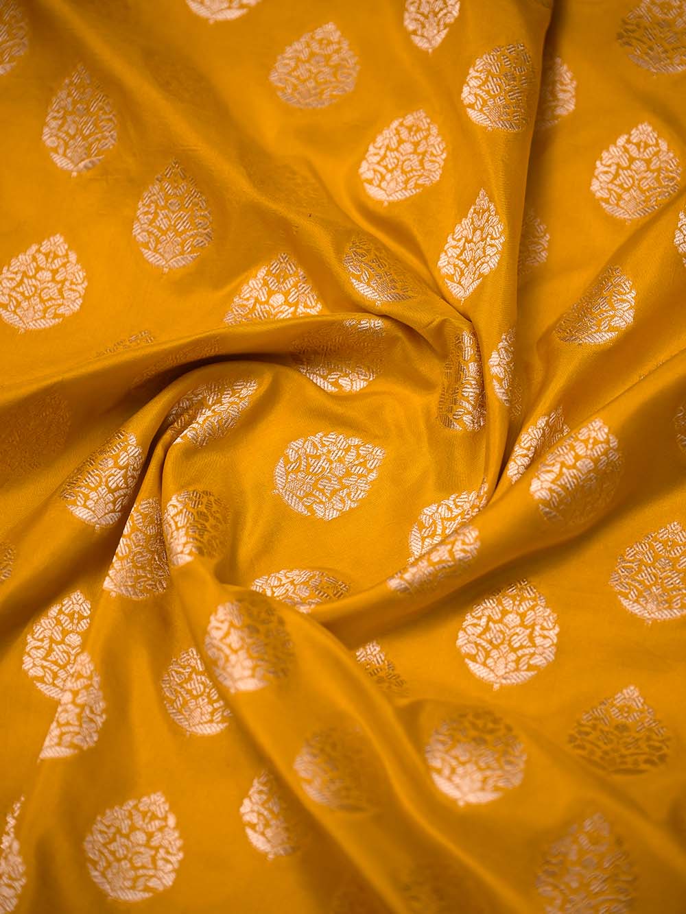 Yellow Booti Katan Silk Uppada Handloom Banarasi Saree - Sacred Weaves