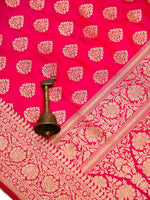Dark Pink Booti Katan Silk Uppada Handloom Banarasi Saree - Sacred Weaves
