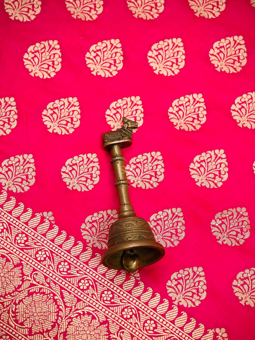Dark Pink Booti Katan Silk Uppada Handloom Banarasi Saree - Sacred Weaves