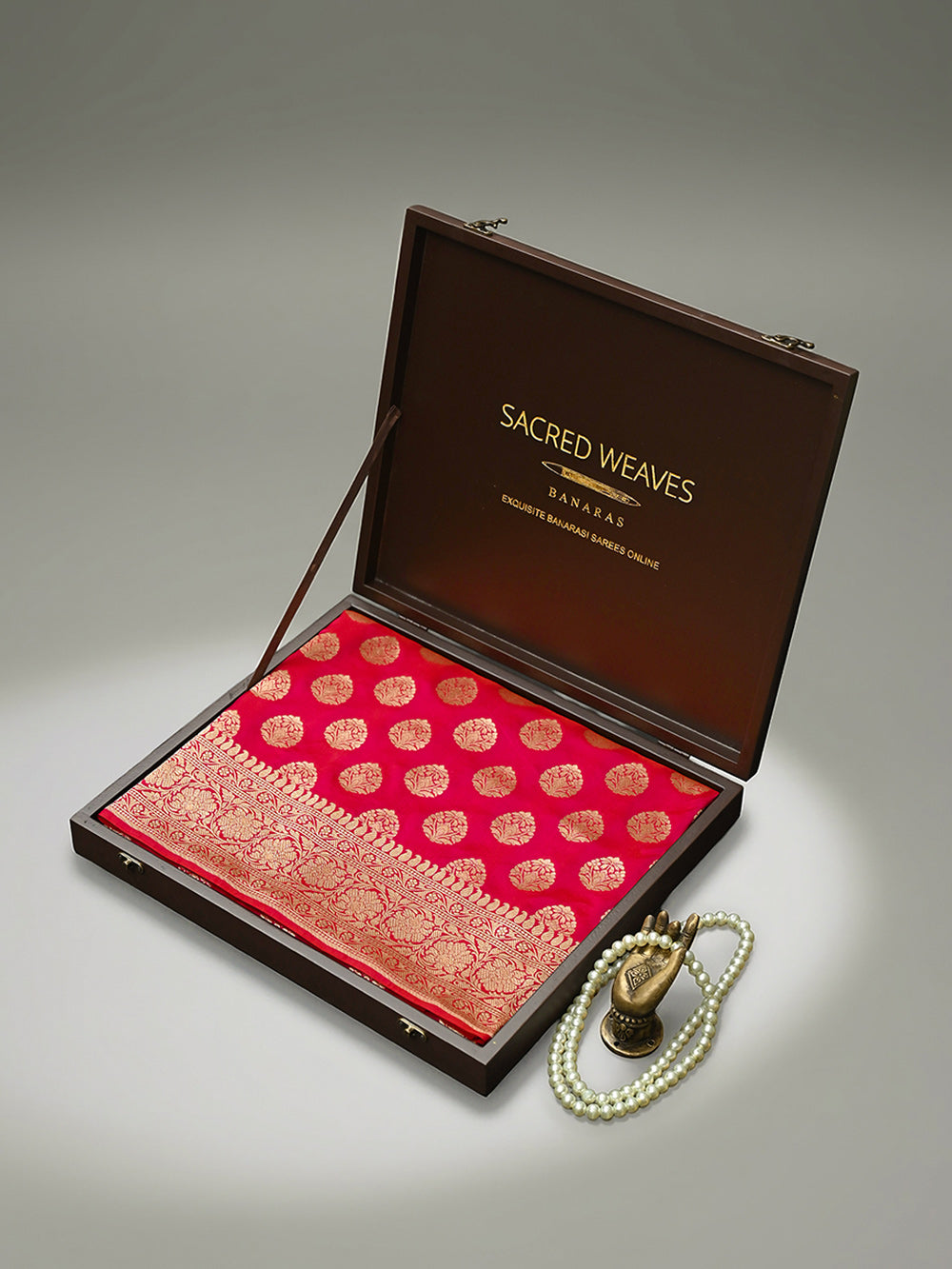 Dark Pink Booti Katan Silk Uppada Handloom Banarasi Saree - Sacred Weaves