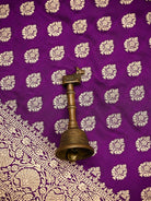 Purple Booti Katan Silk Uppada Handloom Banarasi Saree - Sacred Weaves
