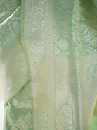 Pista Green Jaal Uppada Katan Silk Handloom Banarasi Saree - Sacred Weaves