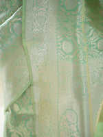 Pista Green Jaal Uppada Katan Silk Handloom Banarasi Saree - Sacred Weaves