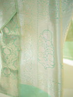 Pista Green Jaal Uppada Katan Silk Handloom Banarasi Saree - Sacred Weaves