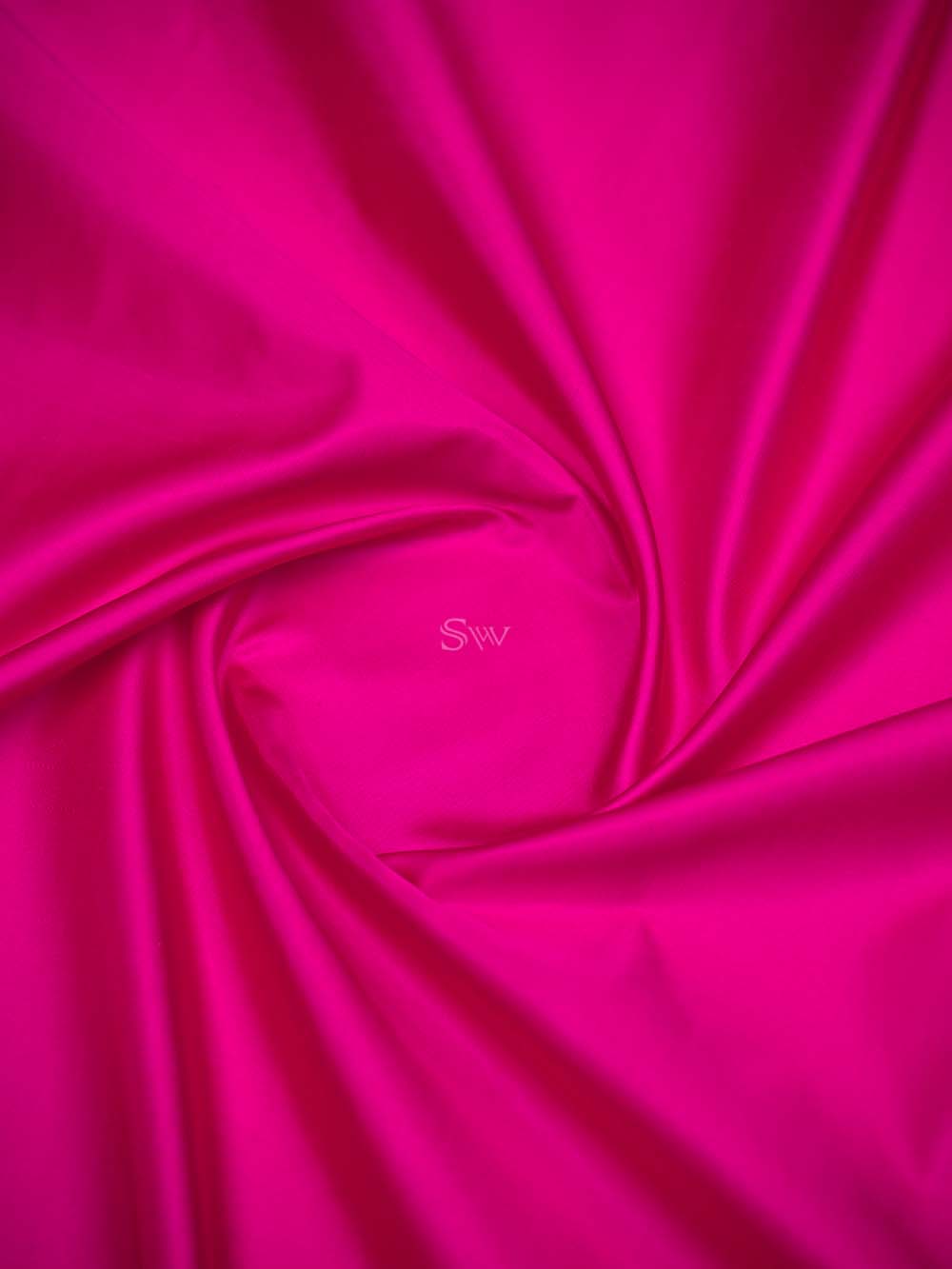 Dark Pink Plain Satin Silk Handloom Banarasi Saree - Sacred Weaves