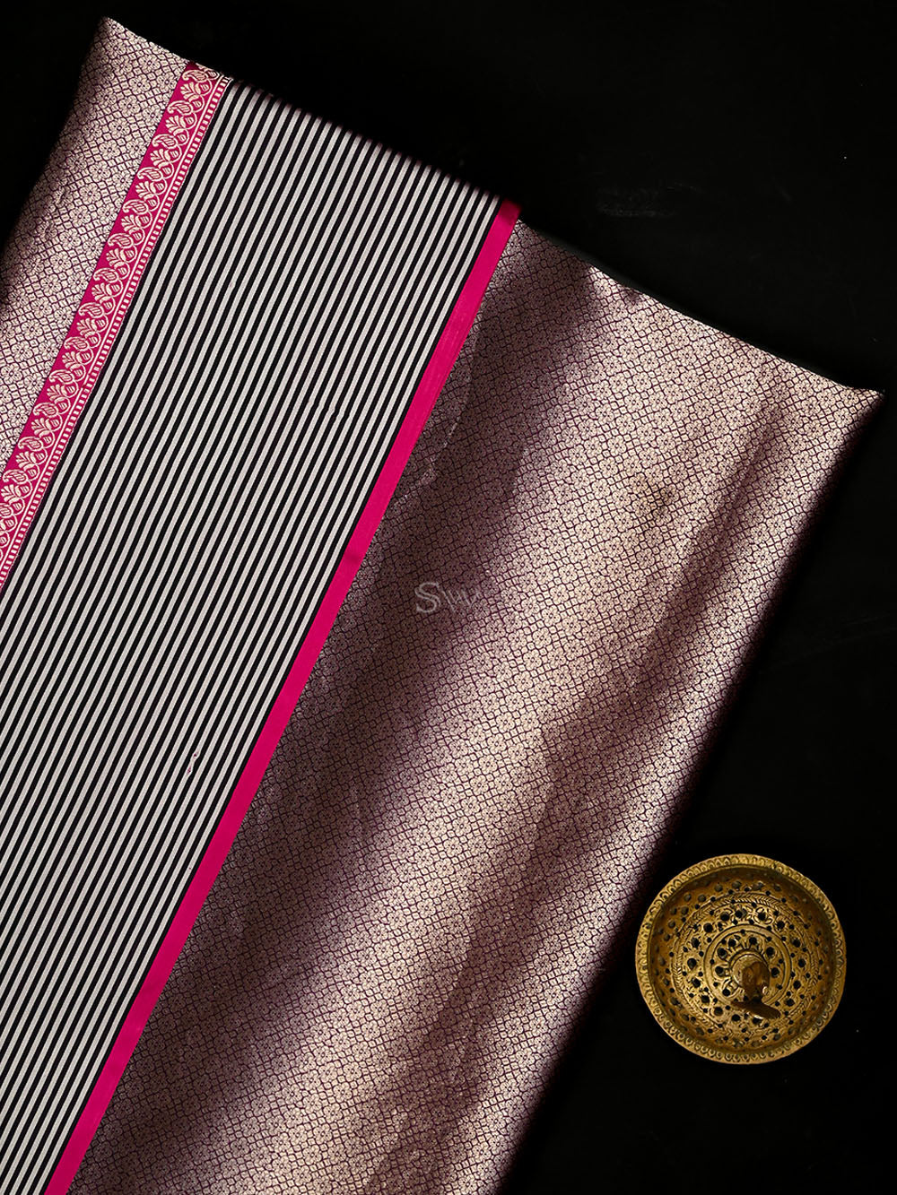 Wine Silk Brocade Handloom Banarasi Saree