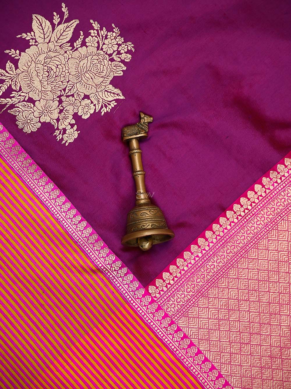 Purple Boota Pure Silk Handloom Banarasi Saree