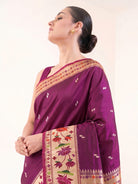 Magenta Paithani Katan Silk Handloom Banarasi Saree - Sacred Weaves