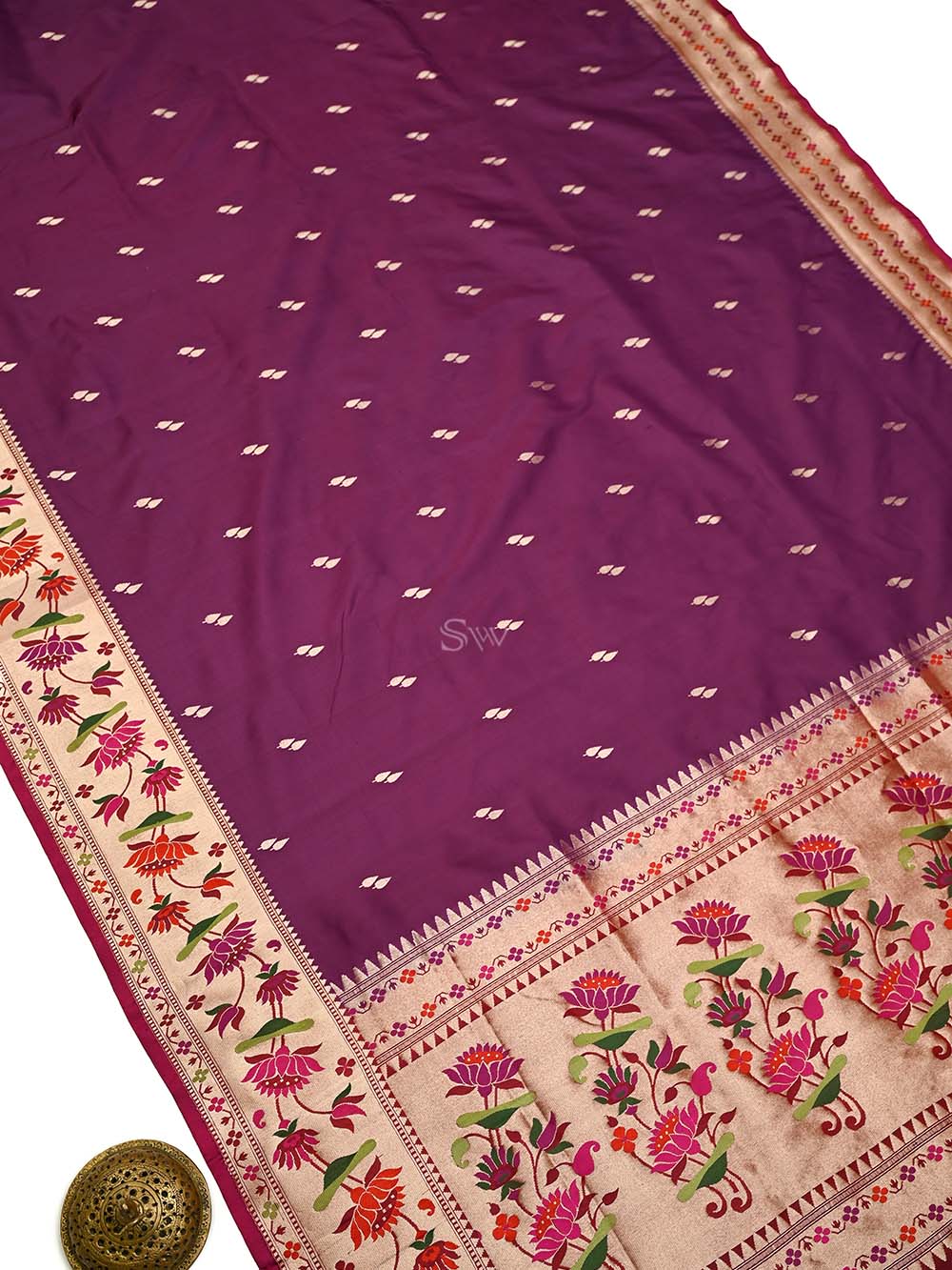 Magenta Paithani Katan Silk Handloom Banarasi Saree - Sacred Weaves