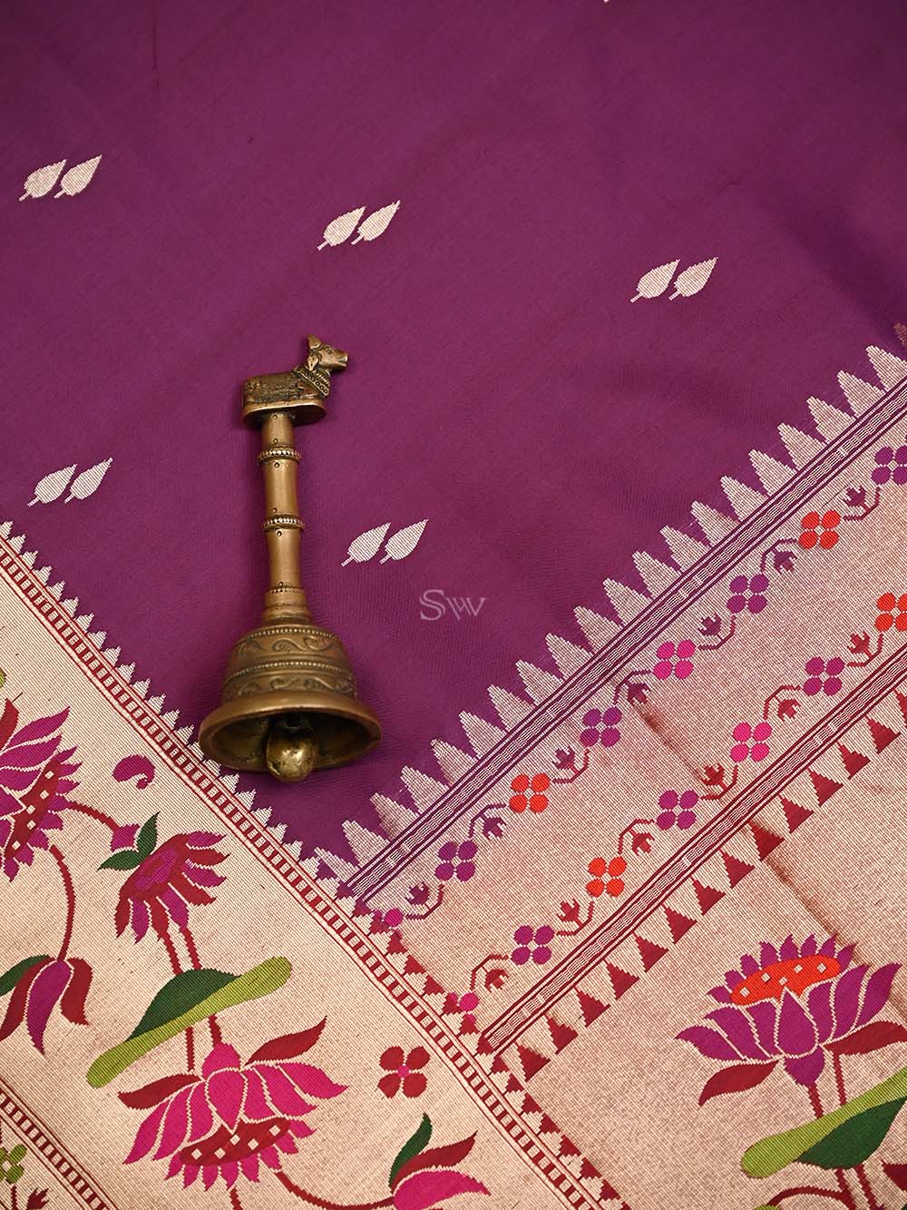 Magenta Paithani Katan Silk Handloom Banarasi Saree - Sacred Weaves