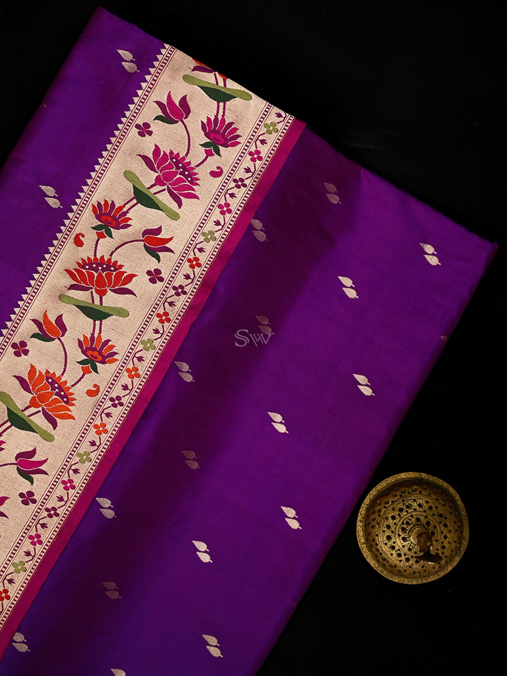 Purple Paithani Katan Silk Handloom Banarasi Saree