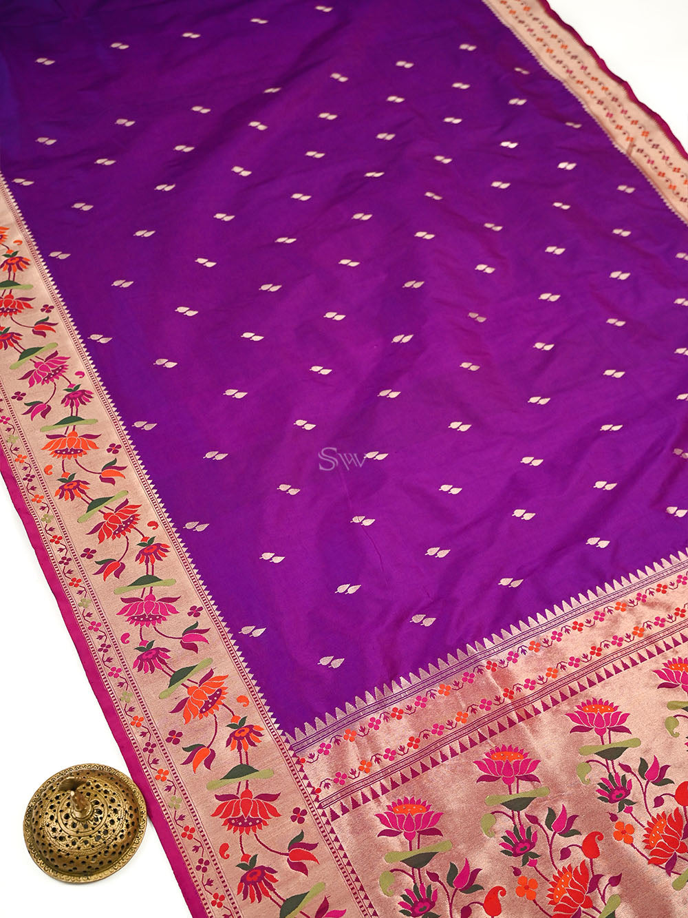 Purple Paithani Katan Silk Handloom Banarasi Saree