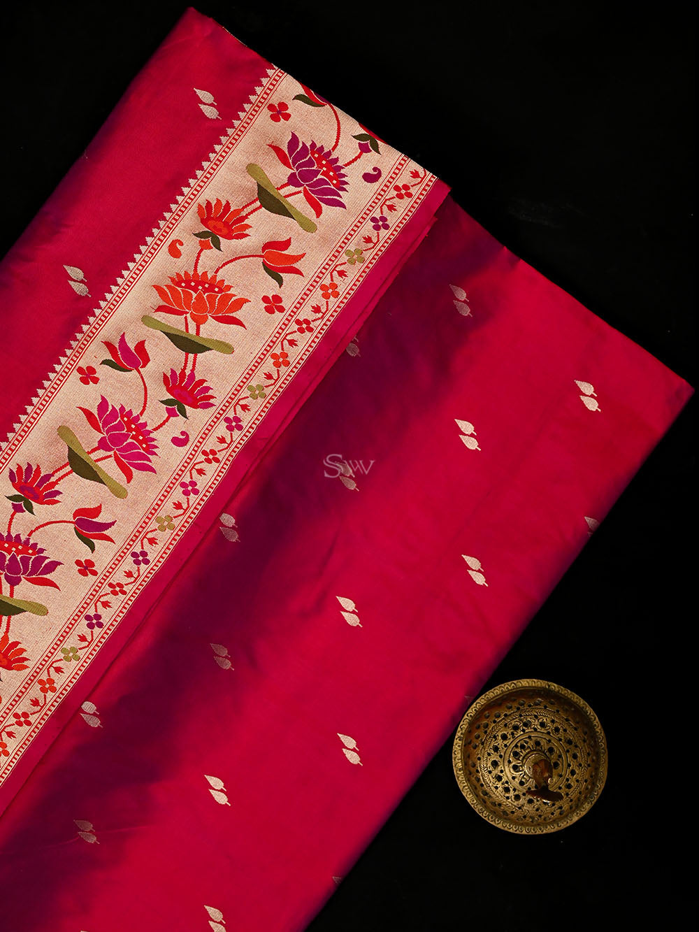 Dark Pink Paithani Katan Silk Handloom Banarasi Saree