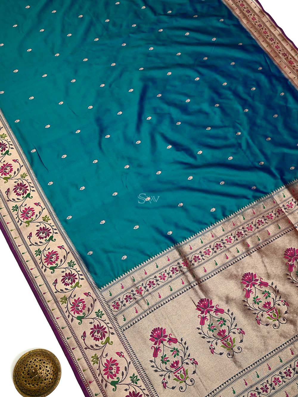 peacock-blue-paithani-katan-silk-handloom-banarasi-saree