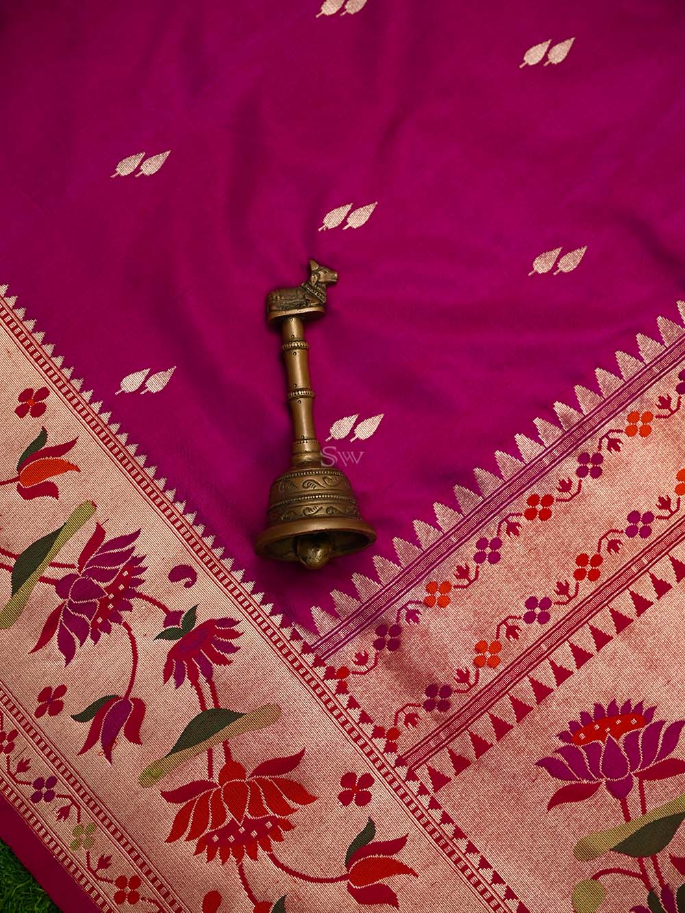 Magenta Paithani Katan Silk Handloom Banarasi Saree - Sacred Weaves