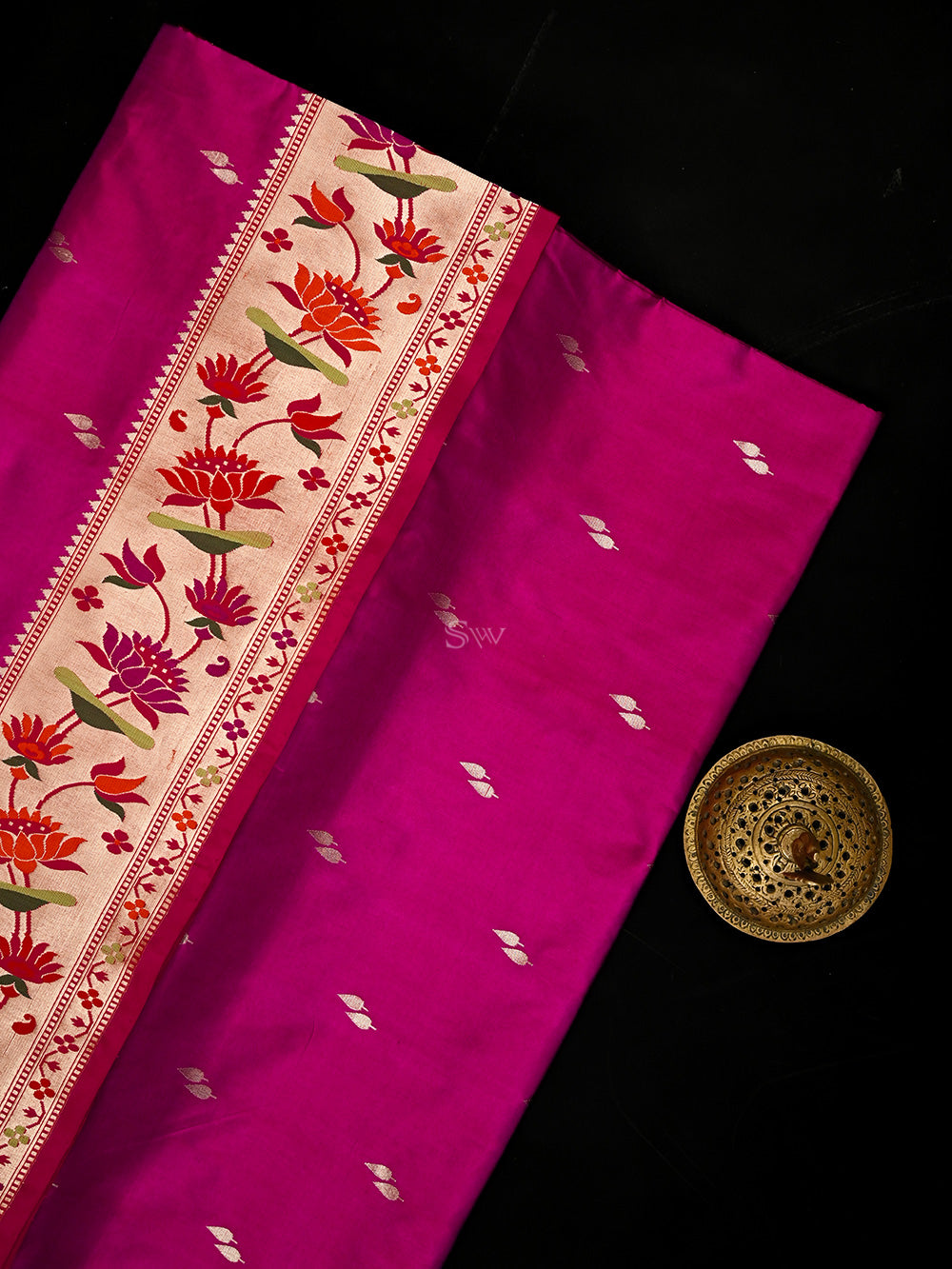 Magenta Paithani Katan Silk Handloom Banarasi Saree - Sacred Weaves
