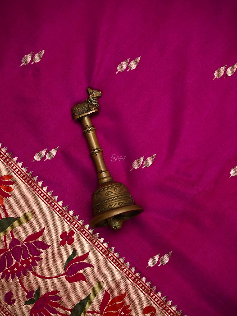 Magenta Paithani Katan Silk Handloom Banarasi Saree - Sacred Weaves