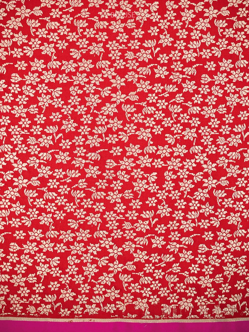 Red Plain Satin Silk Handloom Banarasi Saree - Sacred Weaves
