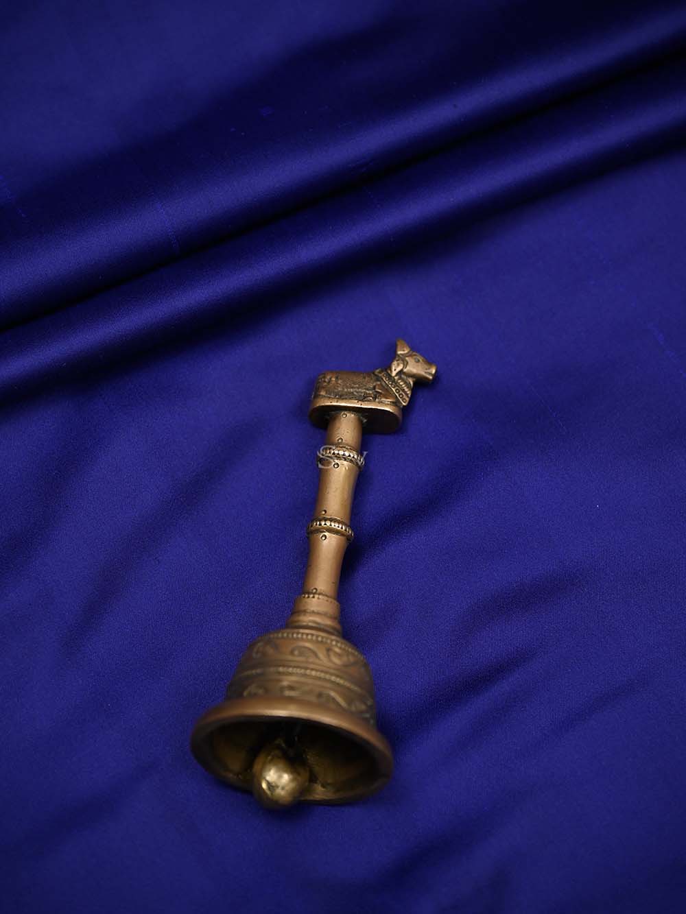 Blue Plain Satin Silk Handloom Banarasi Saree - Sacred Weaves