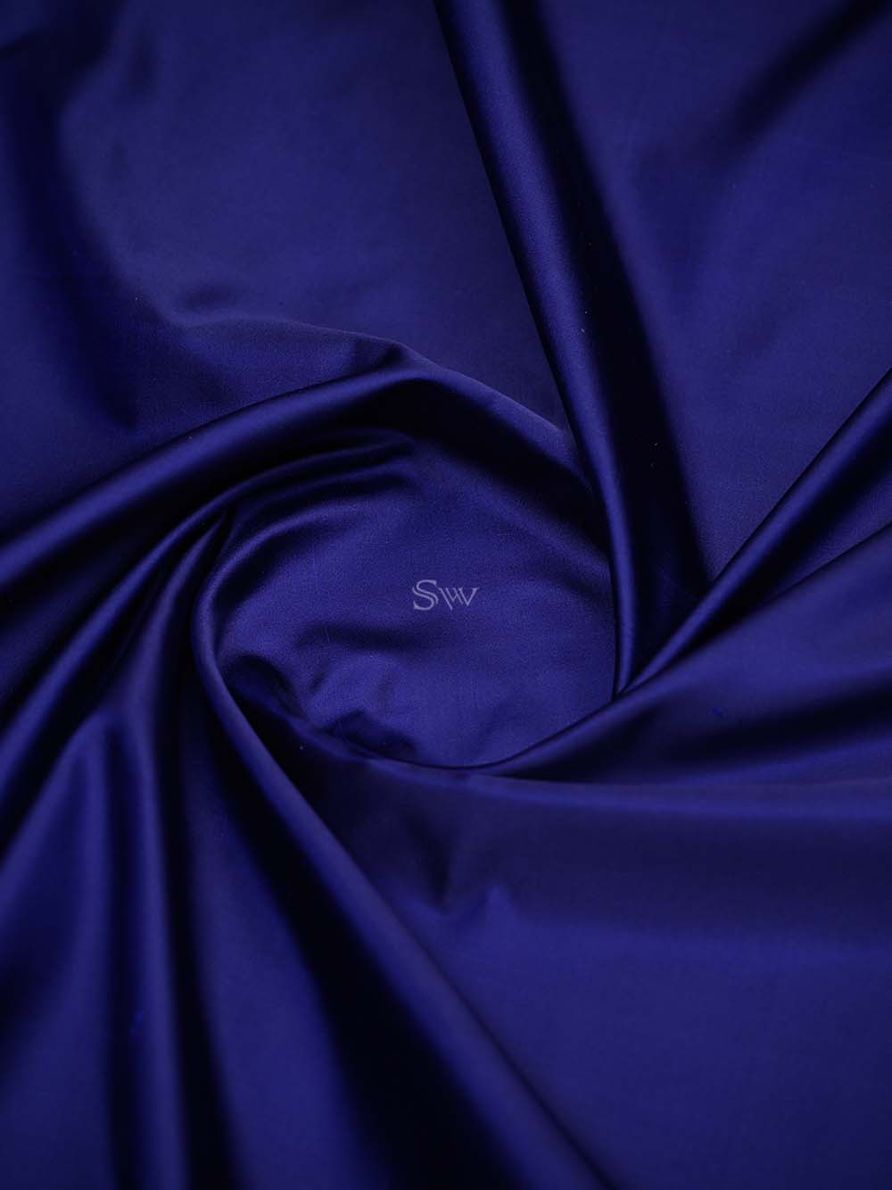 Blue Plain Satin Silk Handloom Banarasi Saree - Sacred Weaves