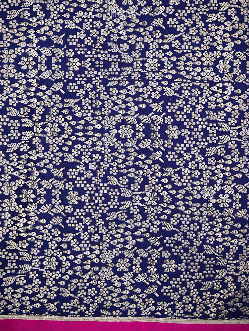 Blue Plain Satin Silk Handloom Banarasi Saree - Sacred Weaves