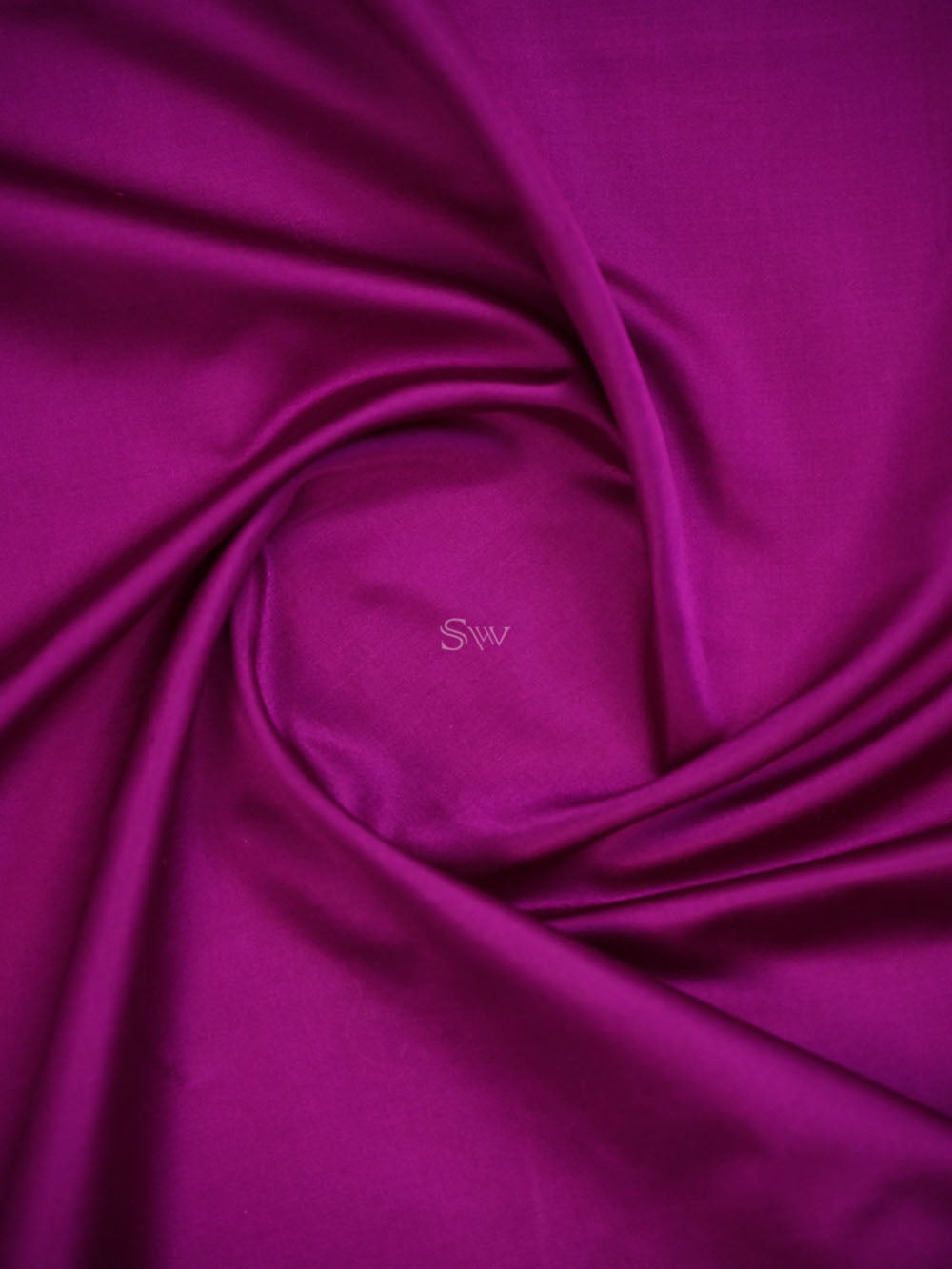 Dark Magenta Plain Satin Silk Handloom Banarasi Saree - Sacred Weaves