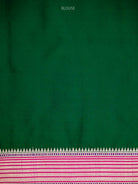 Bottle Green Booti Satin Silk Handloom Banarasi Saree - Sacred Weaves