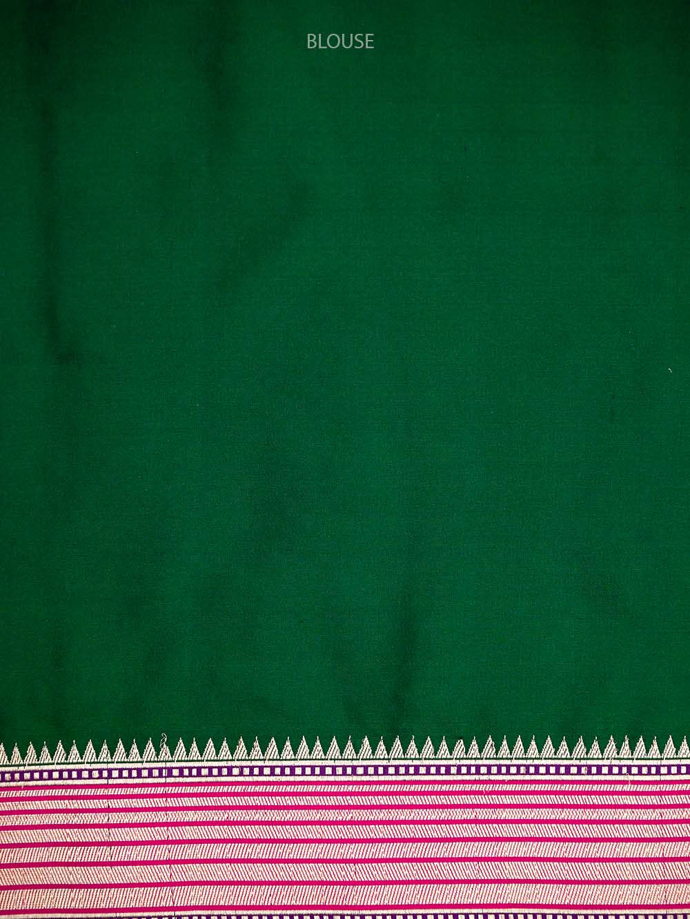 Bottle Green Booti Satin Silk Handloom Banarasi Saree - Sacred Weaves